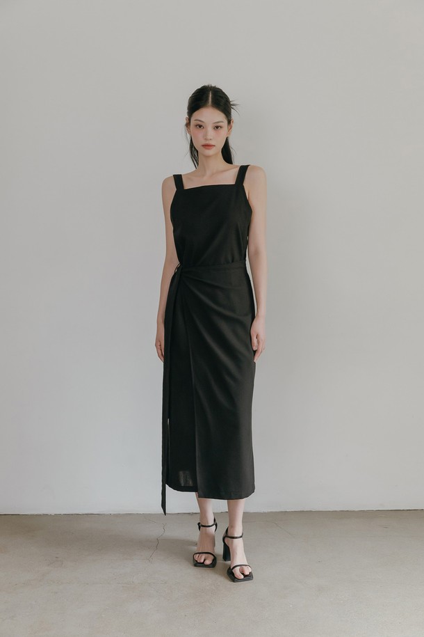 Mayver U - 민소매 원피스 - Scully Linen Sleeveless Ops _ Black