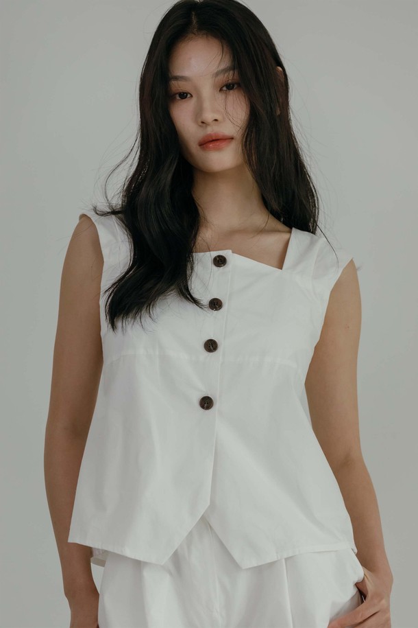 Mayver U - 블라우스 - Leem Sleeveless Blouse _ White