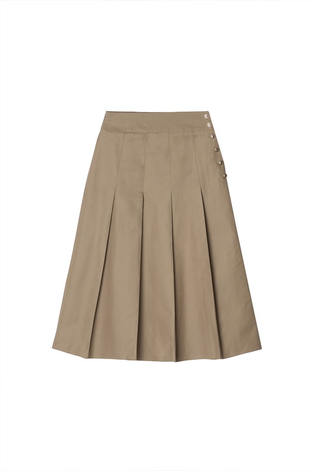 Mayver U - 미디스커트 - Noosa Pleats Cotton Skirt _ Beige