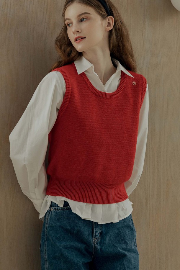 Mayver U - 베스트 - Dreamy Vest Knitwear _ Red