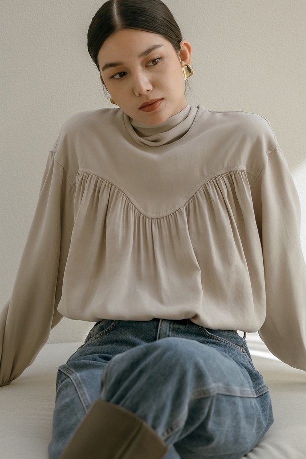 Mayver U - 블라우스 - Analeigh Tie Blouse _ Beige