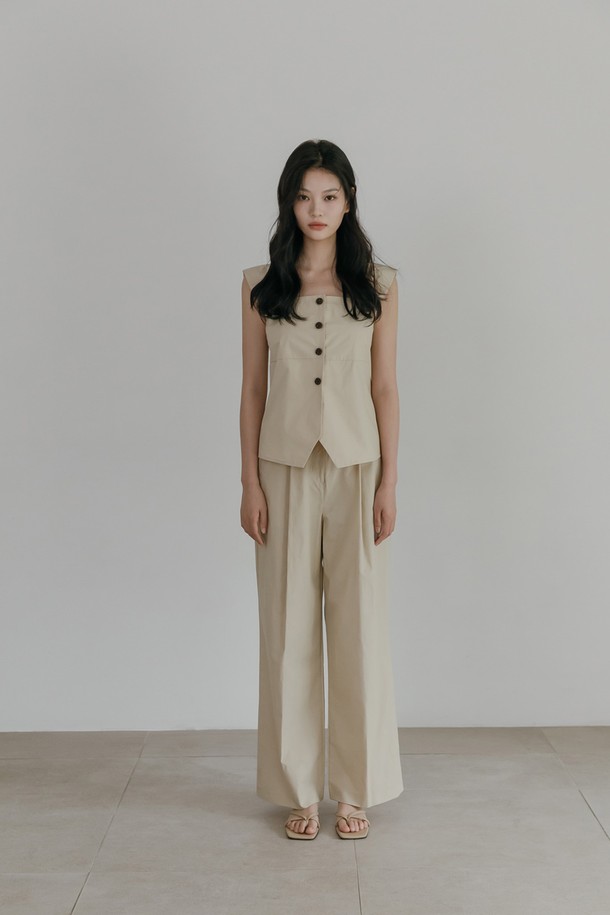 Mayver U - 롱/미디팬츠 - Leem Button Pants _ Beige