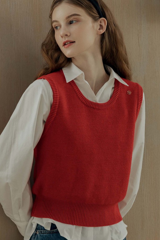 Mayver U - 베스트 - Dreamy Vest Knitwear _ Red