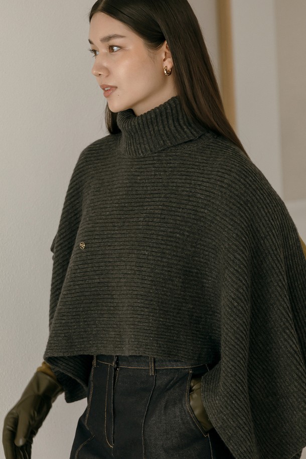 Mayver U - 터틀넥 - Temp Turtleneck Wool Cape Knitwear _ Gray