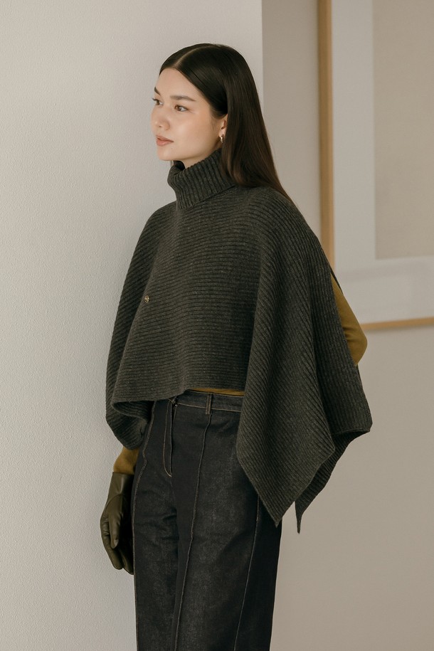 Mayver U - 터틀넥 - Temp Turtleneck Wool Cape Knitwear _ Gray