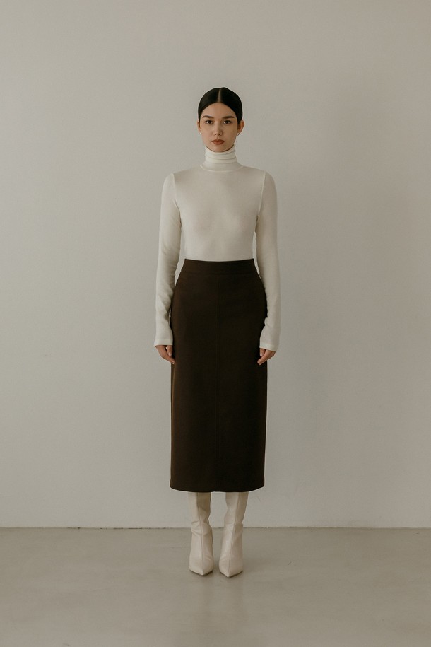 Mayver U - 롱스커트 - Novelle Stitch Skirt _ Brown