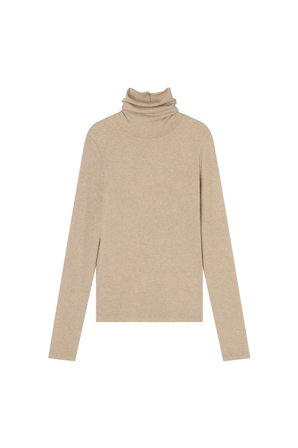 Mayver U - 긴소매 티셔츠 - Lenna Wool Turtleneck T-Shirt _ Beige