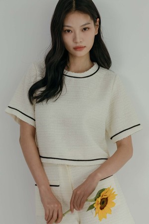 Proud Tweed Blouse _ Ivory