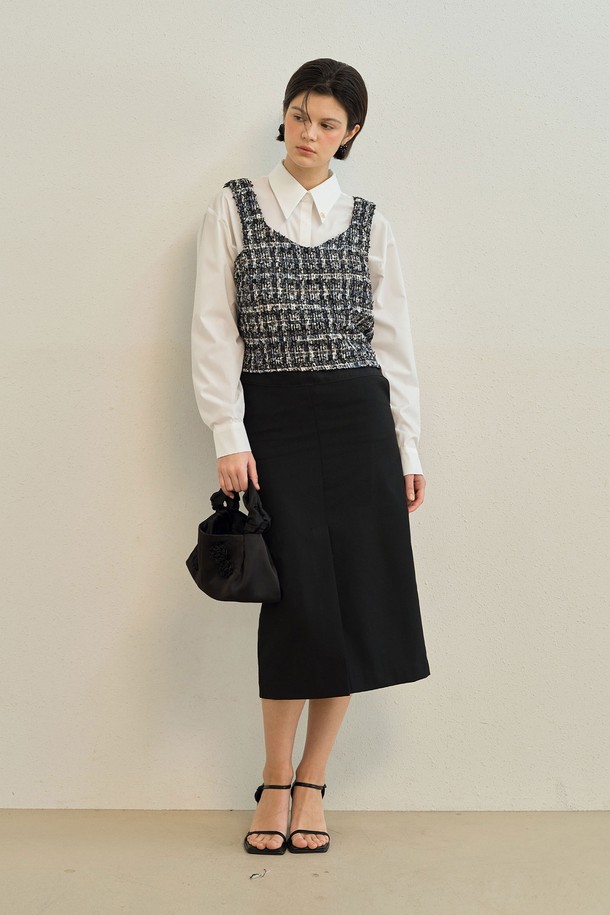 Mayver U - 미디스커트 - Forward H Skirt _ Black