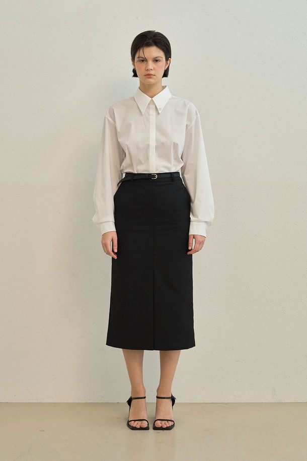 Mayver U - 미디스커트 - Forward H Skirt _ Black