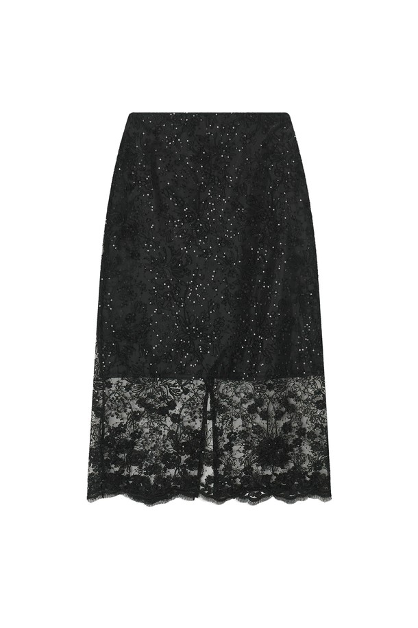 Mayver U - 미디스커트 - Essence Lace Skirt _ Black