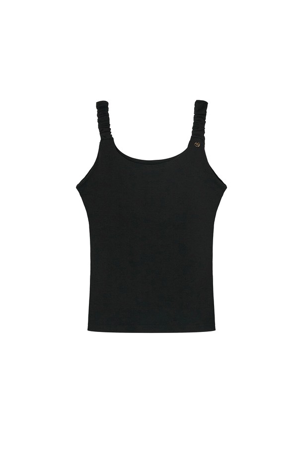 Mayver U - 민소매티셔츠 - Cookie Wrinkle Sleeveless T-Shirt _ Black