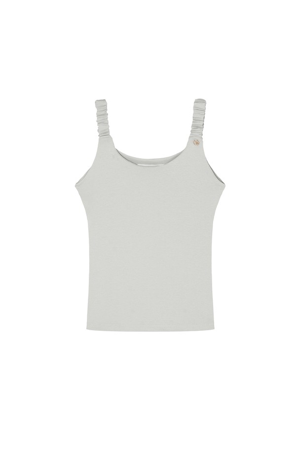 Mayver U - 민소매티셔츠 - Cookie Wrinkle Sleeveless T-Shirt _ Gray