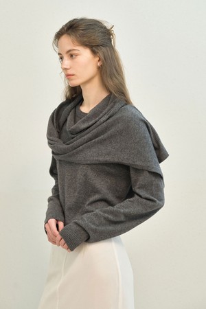Nicole Scarf Knitwear _ Charcoal