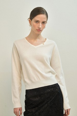 Rectory V-Neck Knitwear _ Cream