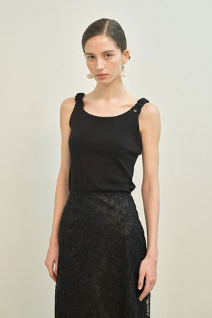 Cookie Wrinkle Sleeveless T-Shirt _ Black