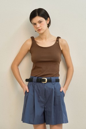 Cookie Wrinkle Sleeveless T-Shirt _ Brown