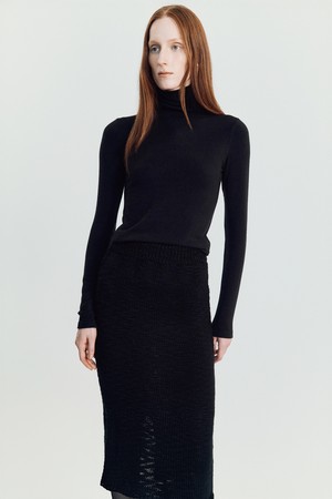 Lenna wool turtleneck t-shirt _ Black