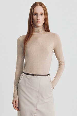 Lenna wool turtleneck t-shirt _ Beige