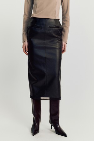 norby leather skirt _ Black