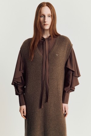 Volodina Knit Long Vest _ Brown