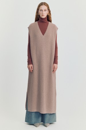 Volodina Knit Long Vest _ Pink