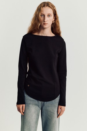 Batto boat Neck T-shirt _ Black