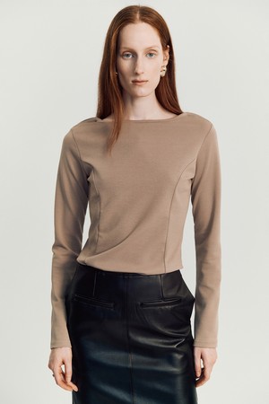 Batto boat Neck T-shirt _ Beige