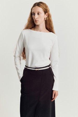 Batto boat Neck T-shirt _ White