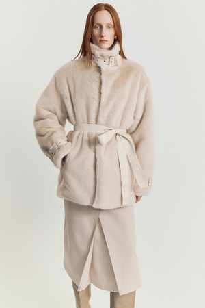 Sicilian reversible fur jacket _ Ivory