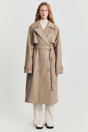 Fonda leather coat _ Beige