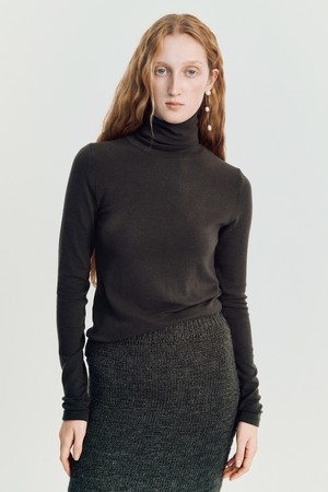 Lenna wool turtleneck t-shirt _ Khaki