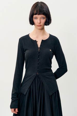 mea linen cardigan _ Black