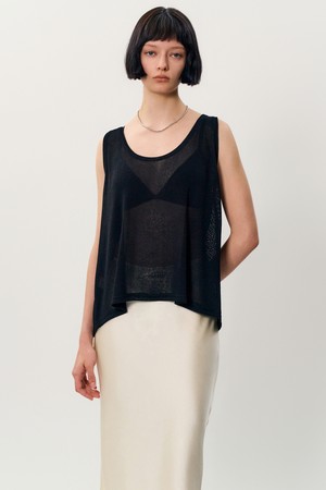 vinny linen sleeveless _ Black