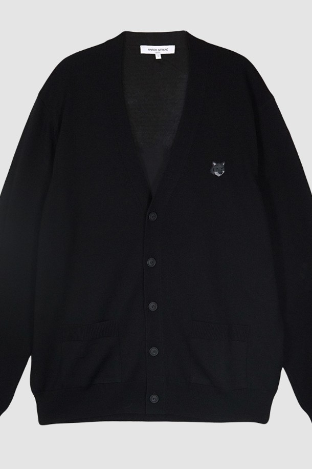 MAISON KITSUNE - 가디건 - 메종키츠네 24FW 볼드 폭스헤드 레귤러 가디건 black MM00509KT1036 P199