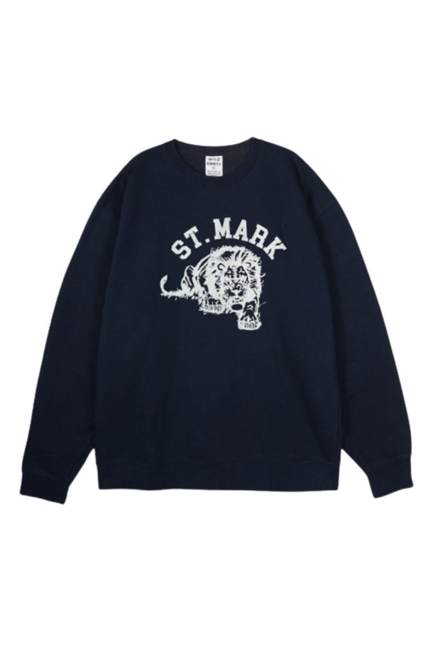 WILD DONKEY - 스웨트셔츠 - 와일드동키 24FW 남여공용 ST.MARK 맨투맨 딥 네이비 FG-ST.MARK DEEP NAVY BLUE