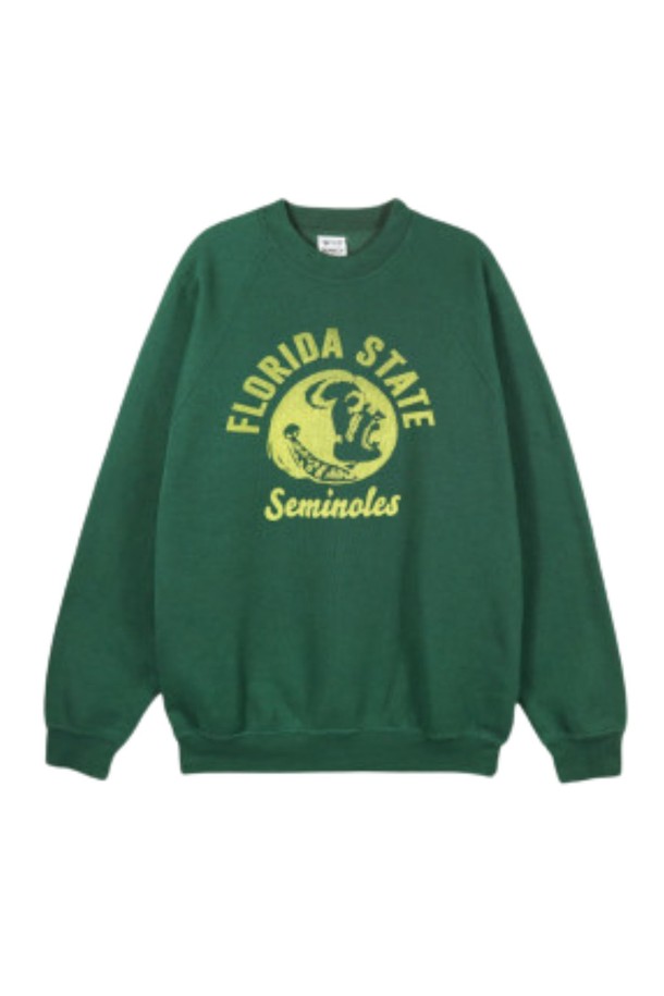 WILD DONKEY - 스웨트셔츠 - 와일드동키 24FW 남여공용 세미놀스 맨투맨 그린 FR-SEMINOLES BOTTLE GREEN