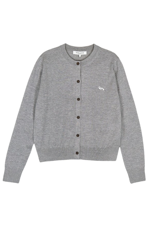 MAISON KITSUNE - 가디건 - 메종키츠네 24FW 여성 베이비폭스 가디건 MW00507KT1036 H131 Medium Grey Melange