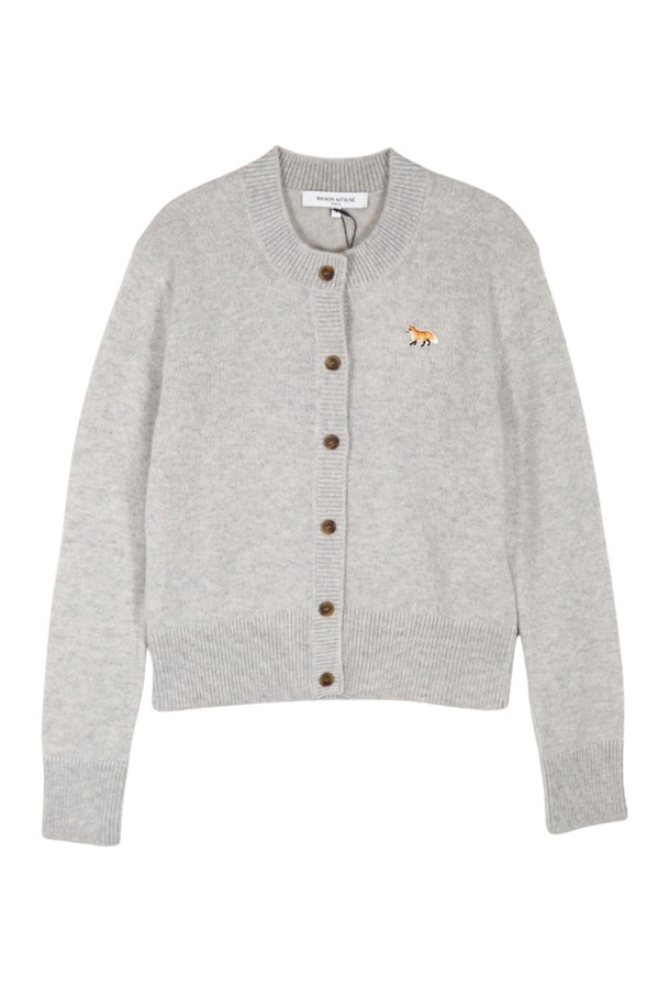 MAISON KITSUNE - 가디건 - 메종키츠네 24FW 여성 베이비폭스 레귤러 가디건 LW00508KT1006 H120 light grey melange