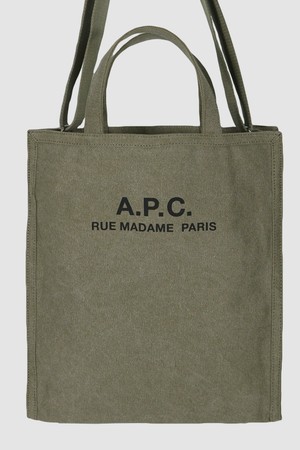 A.P.C. 아페쎄 로고 프린팅 리쿠퍼레이션 토트백 카키 CODBM H61318 JAA