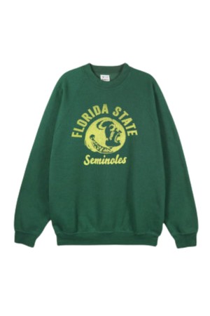 와일드동키 24FW 남여공용 세미놀스 맨투맨 그린 FR-SEMINOLES BOTTLE GREEN