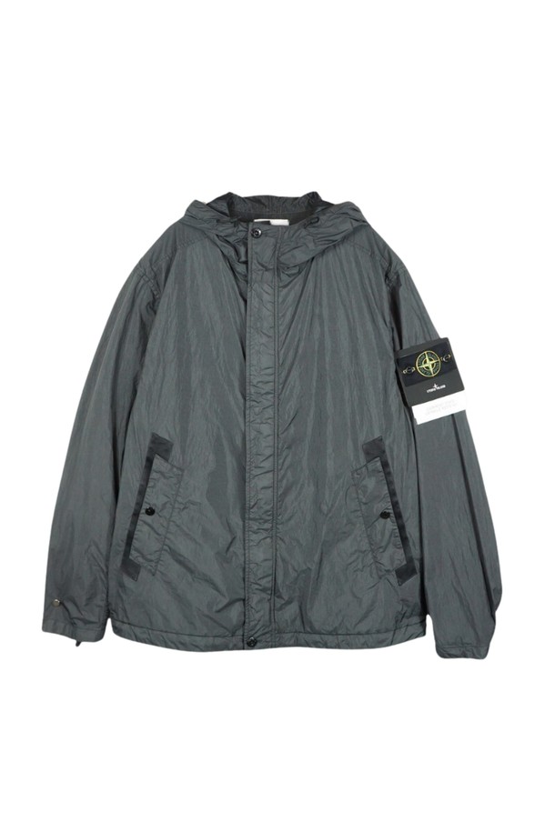 STONE ISLAND - 아노락/바람막이 - 스톤아일랜드 25SS 와펜 크링클랩스 후드 자켓 그레이 4100092 S0A23 V0065