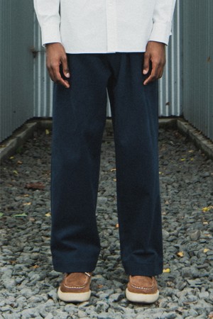 GRANDPA WIDE COTTON PANTS NAVY