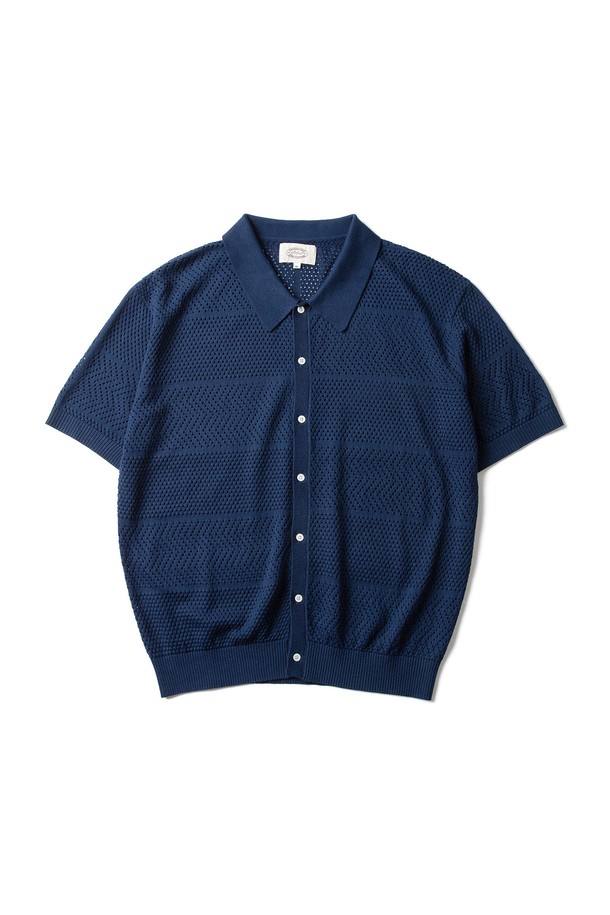 Amfeast - 반팔티셔츠 - Amalfi Crochet Half Shirts Navy