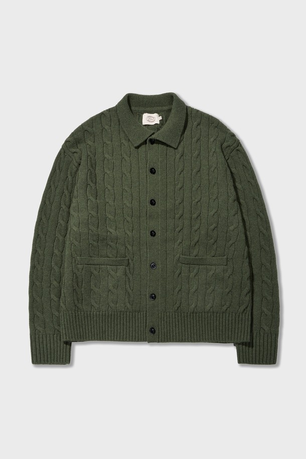 Amfeast - 가디건 - Ivy Essential Cable Cardigan Olive