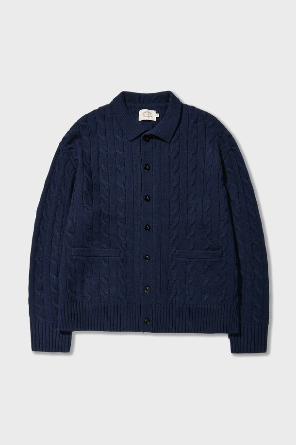 Amfeast - 가디건 - Ivy Essential Cable Cardigan Navy