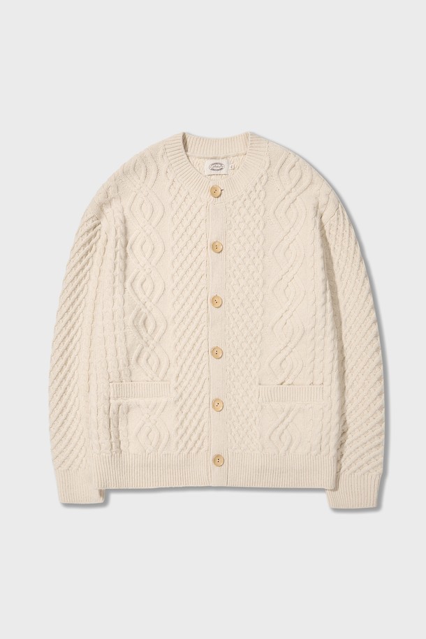 Amfeast - 가디건 - Bold Cable Fisherman Cardigan Cream