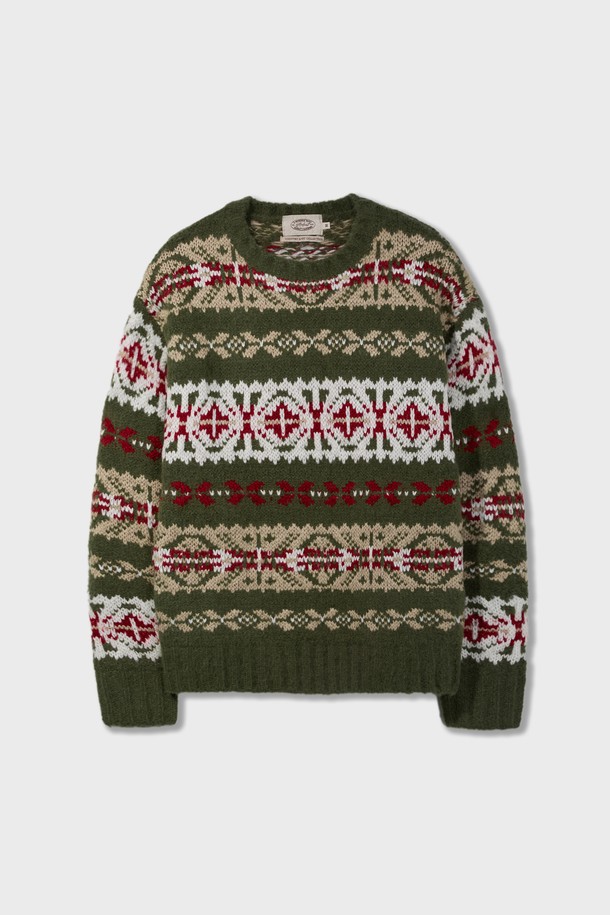 Amfeast - 스웨터 - Grandma Fairisle Sweater Olive