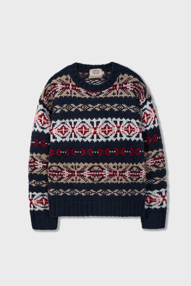 Amfeast - 스웨터 - Grandma Fairisle Sweater Navy