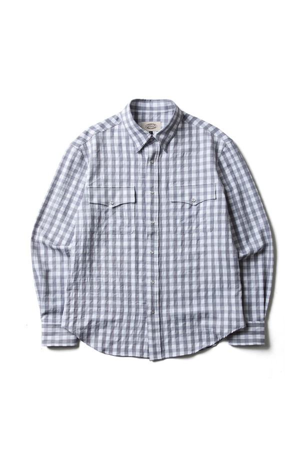 Amfeast - 긴팔셔츠 - Urban Check Western Shirts Grey